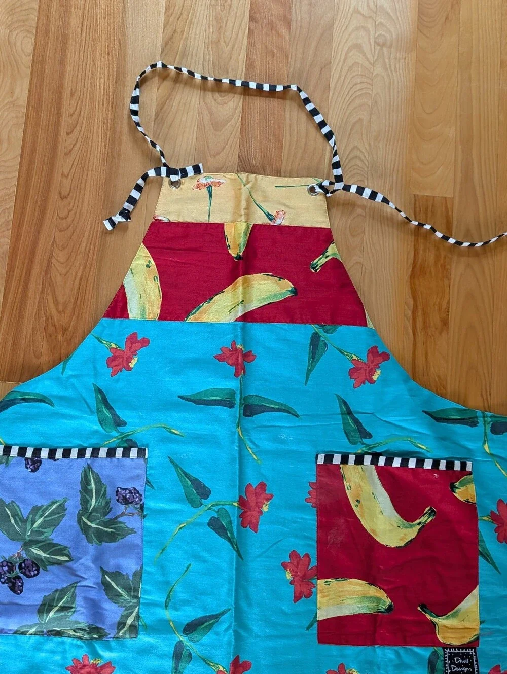 rare DROLL DESIGNS reversible cotton sateen apron